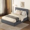 Full Upholstered Platform Bed with Lifting Storage, Full Size Bed Frame with Storage and Tufted Headboard,Wooden Platform Bed for Kids Teens Adults,No