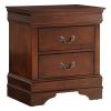 Classic Louis Philippe Style Brown Cherry Finish 1pc Nightstand of 2x Drawers Traditional Design Bedroom Furniture