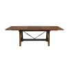 Rustic Brown Dining Set 5pc Dining Table with Extension Leaf and 4 Side Chairs Industrial Design Gunmetal Finish Wooden Furniture