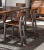 Rustic Brown and Gunmetal Finish 5pc Dining Set Counter Height Table And 4x Counter Height Chairs Industrial Design Wooden Dining Furniture