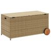 Garden Storage Box with Wheels Mix Beige 50.2 Gal Poly Rattan