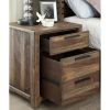 1pc Nightstand Only Transitional Rustic Natural Tone Solid wood Felt Lined Drawers Metal Handles Black Bar Pull Bedroom Furniture