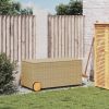 Garden Storage Box with Wheels Mix Beige 50.2 Gal Poly Rattan