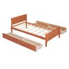 Twin Size Wood Platform Bed with 4 Drawers and Streamlined Headboard & Footboard, Oak