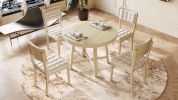 TOPMAX Rustic 42inch Round Dining Table Set with Cross Legs and Upholstered Dining Chairs for Small Places, Natural