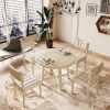 TOPMAX Rustic 42inch Round Dining Table Set with Cross Legs and Upholstered Dining Chairs for Small Places, Natural