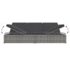 Convertible Sun Bed with Cushions Poly Rattan Dark Gray