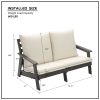 HIPS Loveseat with Cushion, Wood Grain Outdoor Garden Sofa, Sofa Set for Porch, Poolside, Terrace, and Yard Grey/Beige