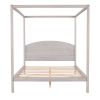 Queen Size Canopy Platform Bed with Headboard and Support Legs,Grey Wash