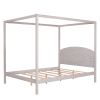 Queen Size Canopy Platform Bed with Headboard and Support Legs,Grey Wash