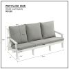 HIPS 3 Seater Sofa with Cushion, Wood Grain Outdoor Garden Sofa,White/Grey