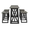 TOPMAX Rustic Counter Height 5-Piece Dining Set, Wood Console Table Set with 4 Stools for Small Places,Grey