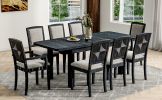 TOPMAX Rustic Extendable 84inch Dining Table Set with 24inch Removable Leaf , 6 Upholstered Armless Dining Chairs and 2 Padded Arm Chairs, 9 Pieces, B