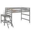 Full Loft Bed with Platform,ladder,Grey