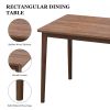 Dining Table Retro Rectangle Table Solid Rubber Wood Rustic Furniture for Kitchen Dining Room Walnut Color