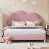 Full size Upholstered Cloud-Shape Bed ,Velvet Platform Bed with Headboard,No Box-spring Needed,Pink