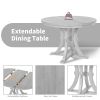 TOPMAX 5-Piece Rustic Round Pedestal Extendable Dining Table Set with 15.7" Removable Leaf and Simple Dining Chirs for Small Places, Gray