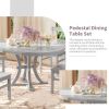 TOPMAX 5-Piece Rustic Round Pedestal Extendable Dining Table Set with 15.7" Removable Leaf and Simple Dining Chirs for Small Places, Gray