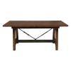 Rustic Brown Dining Set 5pc Dining Table with Extension Leaf and 4 Side Chairs Industrial Design Gunmetal Finish Wooden Furniture