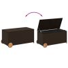 Garden Storage Box with Wheels Brown 50.2 Gal Poly Rattan