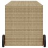 Garden Storage Box with Wheels Mix Beige 74.8 Gal Poly Rattan