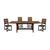 Rustic Brown Dining Set 5pc Dining Table with Extension Leaf and 4 Side Chairs Industrial Design Gunmetal Finish Wooden Furniture