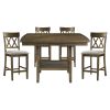 Light Oak Finish Counter Height Chairs Set of 2 Padded Seat Double Cross Back Wooden Kitchen Dining Funiture