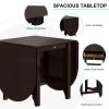 Retro Drop-Leaf Table Rustic Rubberwood Dining Table with Spacious Tabletop Small Drawer for Small Space Kitchen Dark Cappuccino