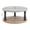 Mid-Century 2-Tier Round Coffee Table with Storage Shelf, Grey