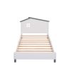 Twin Size Wood Platform Bed with House-shaped Headboard (White+Gray)