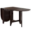 Retro Drop-Leaf Table Rustic Rubberwood Dining Table with Spacious Tabletop Small Drawer for Small Space Kitchen Dark Cappuccino