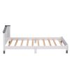 Twin Size Wood Platform Bed with House-shaped Headboard (White+Gray)