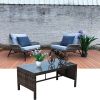 Outdoor patio Furniture 1 Coffee Table with clear tempered glass