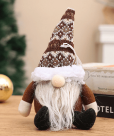 Christmas Decoration Supplies Knitted Hat Spherical Forest Old Man Pendant Creative Doll Pendant Tree Pendant (select: brown)