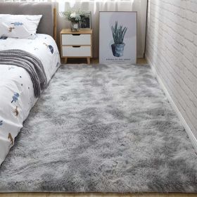 Soft Fluffy Area Rug for Bedroom and Living Room (Color: Tie-dye Gray, size: 31.5*78.74inch)