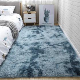 Soft Fluffy Area Rug for Bedroom and Living Room (Color: Tie-dye Dark Blue, size: 31.5*62.99inch)