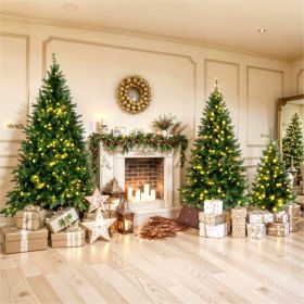 8FT, 6FT, 4FT Pre-Lit Pencil Christmas Trees, 3-set Slim Artificial Christmas Tree With Snow Flocking, Xmas Holiday Decoration Tree, 1455 Branch Tips (Color: Green, Material: PVC)