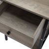 Set of 2 Nightstand Industrial End Table with Drawer;  Storage Shelf and Metal Frame for Living Room;  Bedroom;  XH